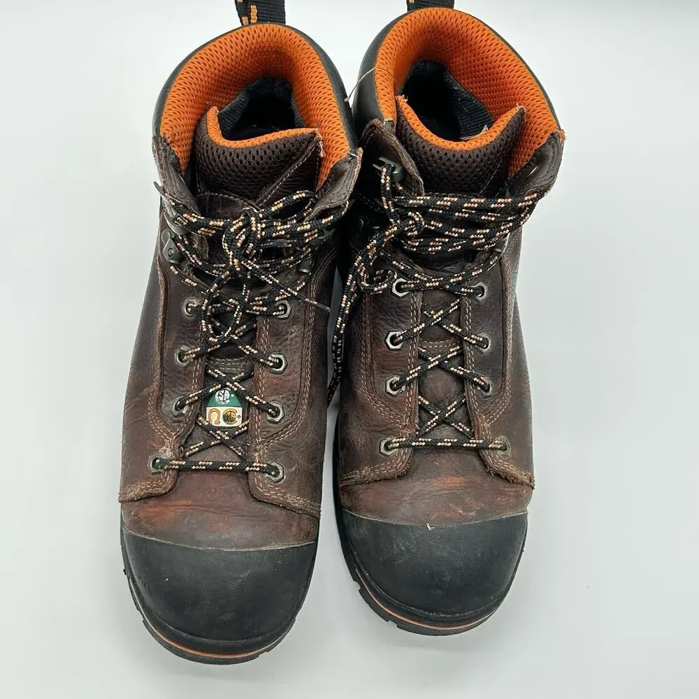 Timberland Pro Endurance 6” Steel Safety Toe Work Boots Brown Leather Mens 11.5